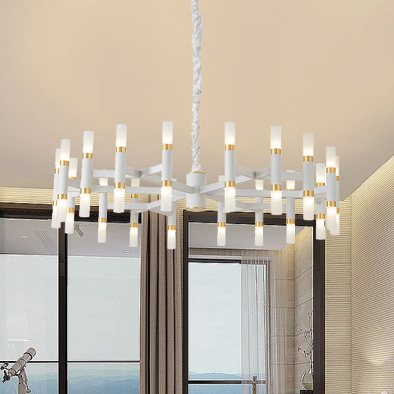 24/36/60 Lights LED Bedroom Chandelier Modern Black White - Rebooters