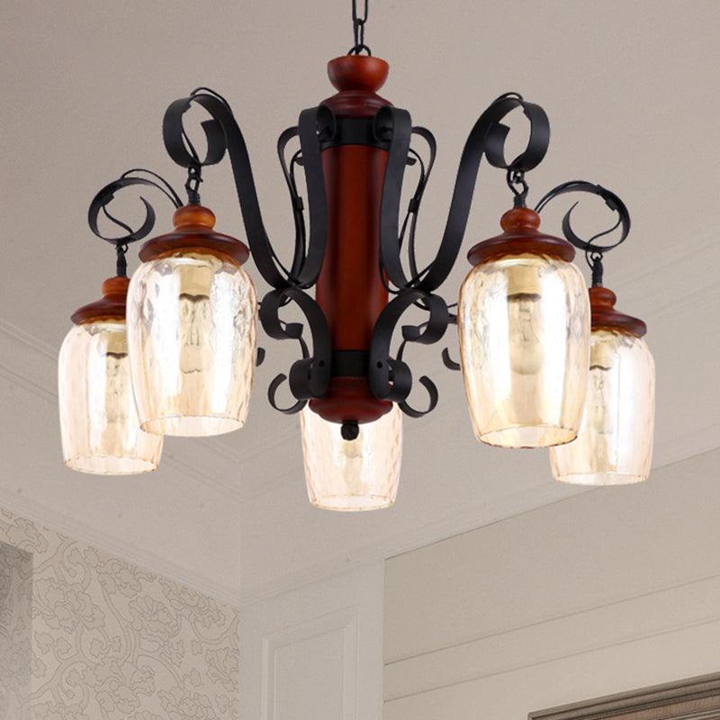 5 Lights Cylinder Ceiling Pendant Light with 27.5" Metal Chain - Rebooters