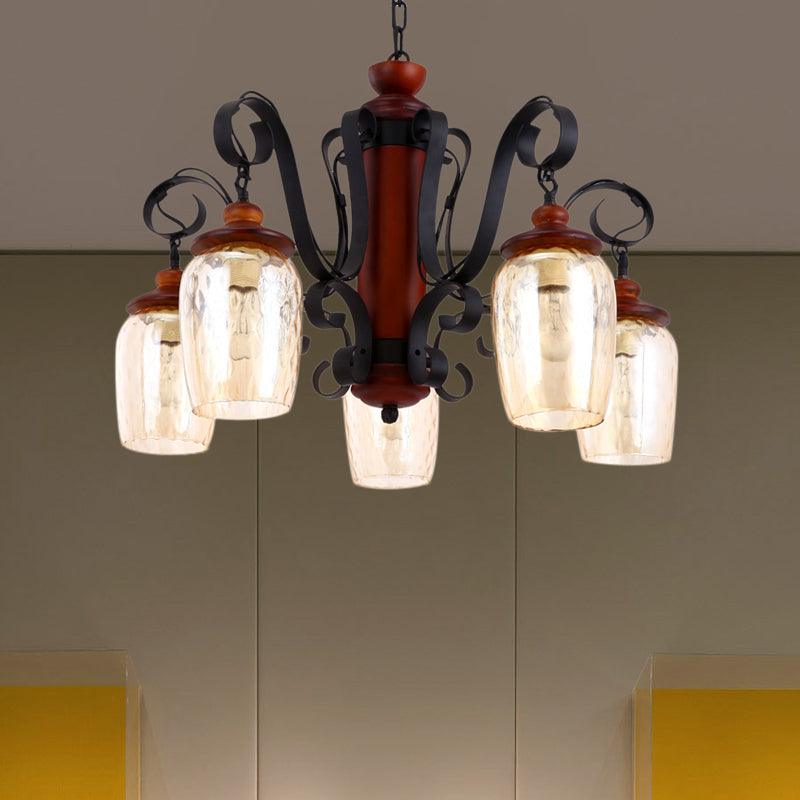 5 Lights Cylinder Ceiling Pendant Light with 27.5" Metal Chain - Rebooters