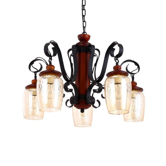 5 Lights Cylinder Ceiling Pendant Light with 27.5" Metal Chain - Rebooters
