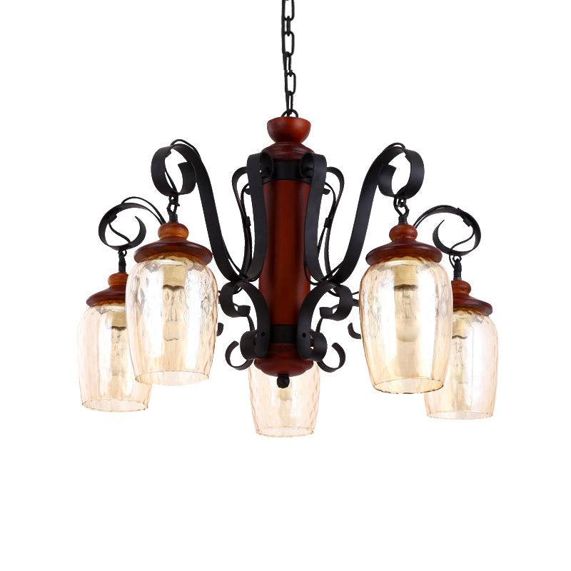 5 Lights Cylinder Ceiling Pendant Light with 27.5" Metal Chain - Rebooters