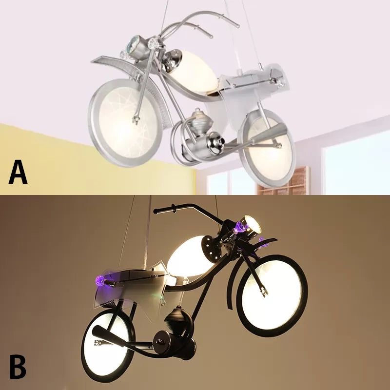 Monochrome Bicycle Pendant Light Modern Stylish Metal Hanging Light for Shop - Rebooters