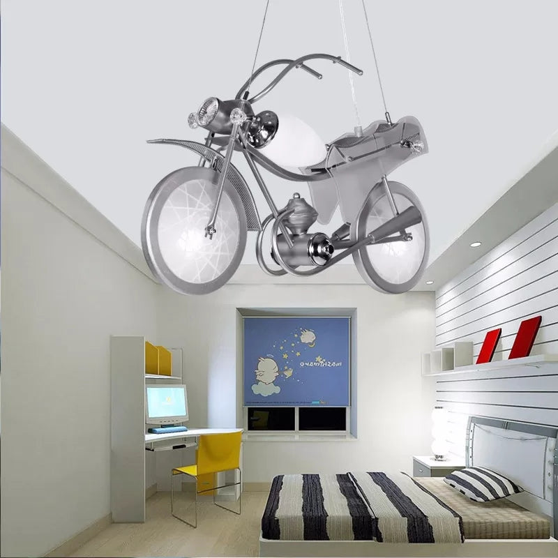 Monochrome Bicycle Pendant Light Modern Stylish Metal Hanging Light for Shop - Rebooters