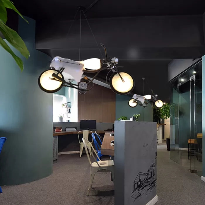 Monochrome Bicycle Pendant Light Modern Stylish Metal Hanging Light for Shop - Rebooters