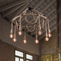 Adjustable Rope Chandelier Pendant Light in Beige Farmhouse - Rebooters