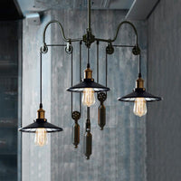 Black 3 Heads Pendant Light Industrial Flared Chandelier - Rebooters