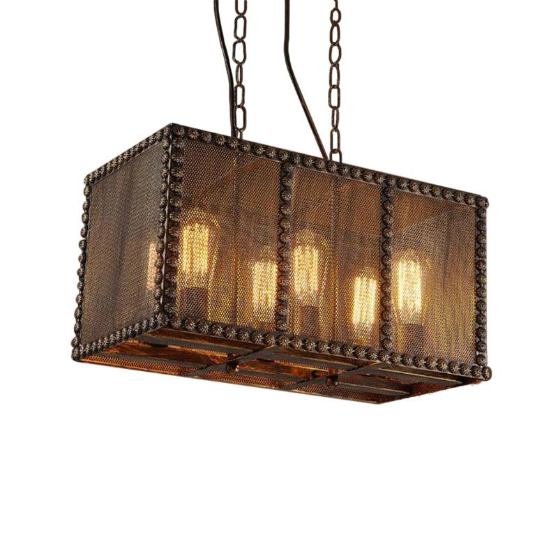 Rectangle Cage Metal Chandelier Lighting with | Rebooters