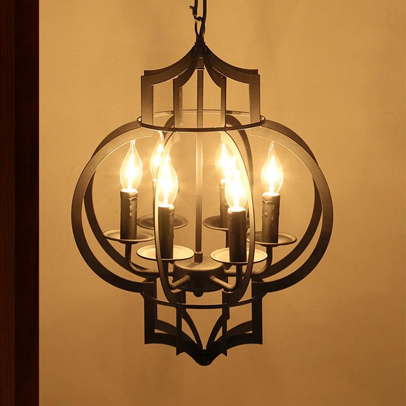 4/6 Bulbs Chandelier Light Vintage Style Lantern Cage Shade - Rebooters