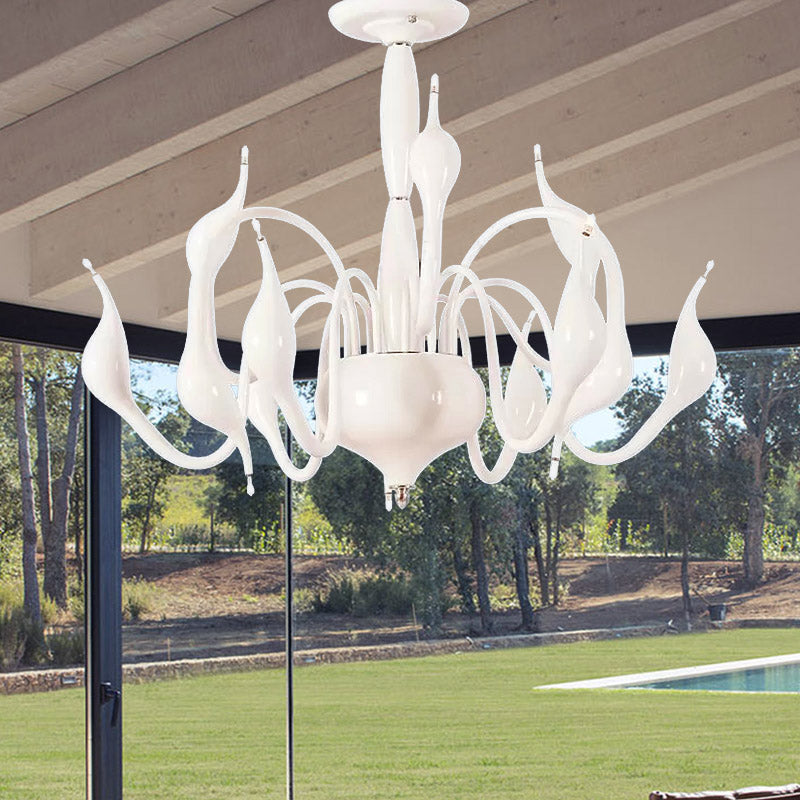 12/18 Lights Living Room Ceiling Chandelier with Swan Acrylic Shade - Rebooters