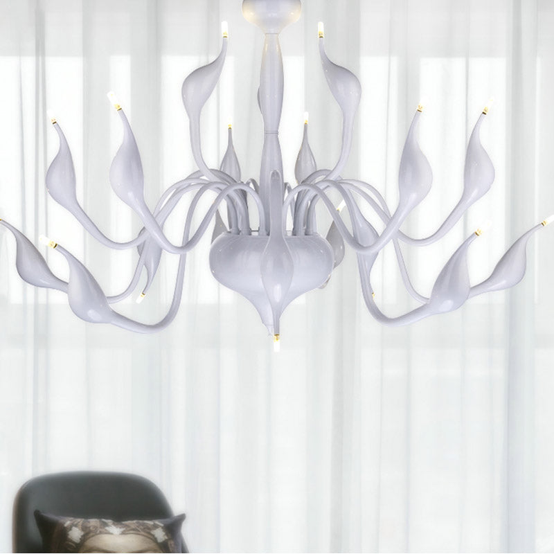 12/18 Lights Living Room Ceiling Chandelier with Swan Acrylic Shade - Rebooters