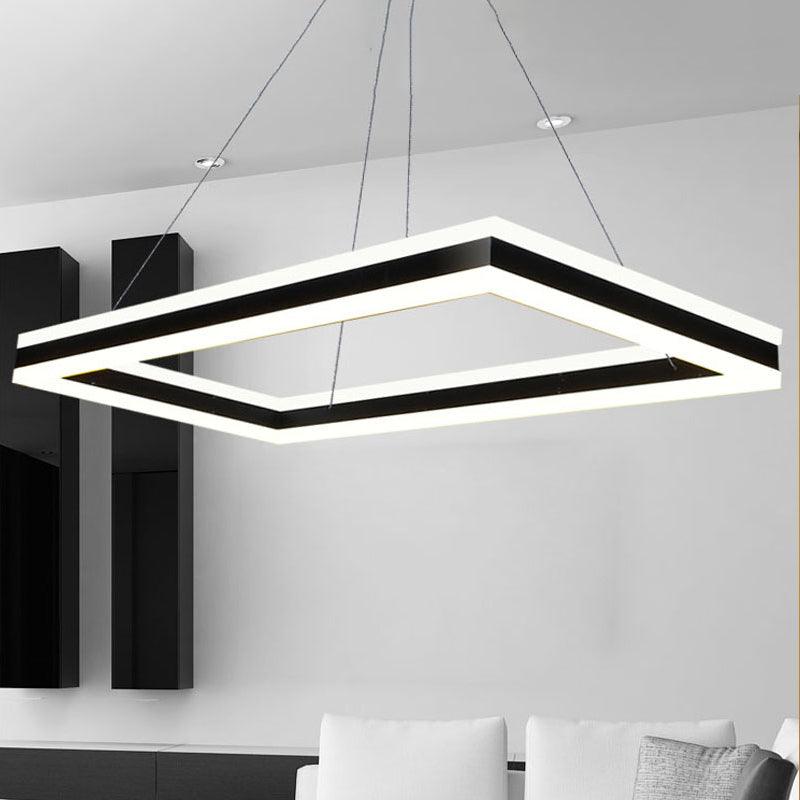 Acrylic Rectangular Ceiling Light Modern LED Black Pendant - Rebooters