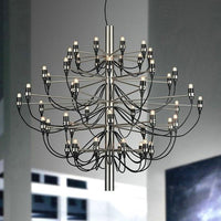 Layered Chandelier Lighting Modernist Style Metallic 18/30 Lights Dining Room Ceiling Lamp in Chrome - Rebooters