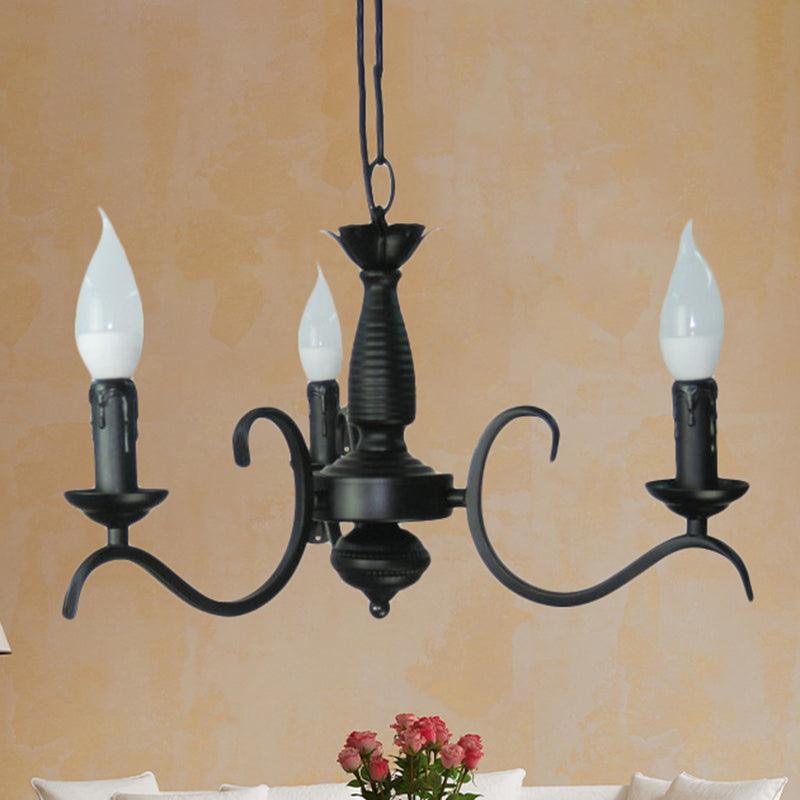 3/5 Heads Flameless Candle Chandelier Vintage Black Lamp - Rebooters
