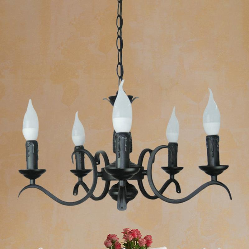 3/5 Heads Flameless Candle Chandelier Vintage Black Lamp - Rebooters