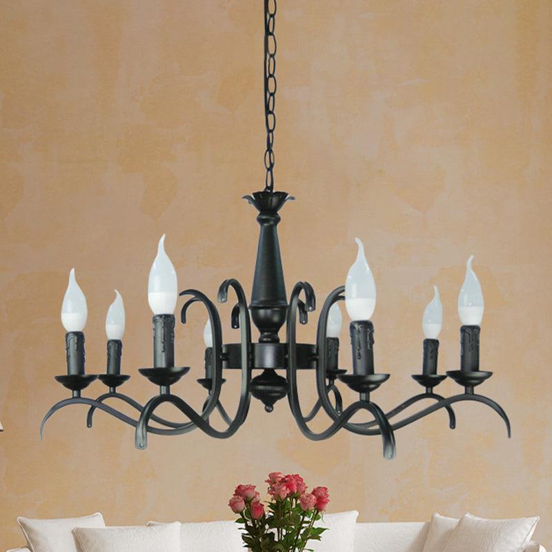 3/5 Heads Flameless Candle Chandelier Vintage Black Lamp - Rebooters