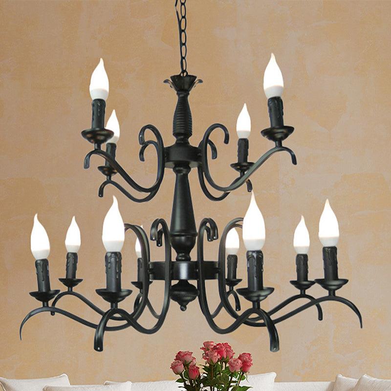 3/5 Heads Flameless Candle Chandelier Vintage Black Lamp - Rebooters