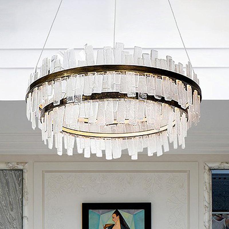 1/2 Lights Living Room Chandelier Lighting with Drum Crystal Shade - Rebooters