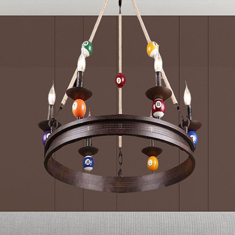 6 Bulbs Chandelier Lighting Industrial Ring Pendant Light Rust - Rebooters