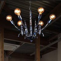 Bare Bulb Dining Room Chandelier Metallic Multi Head Vintage - Rebooters