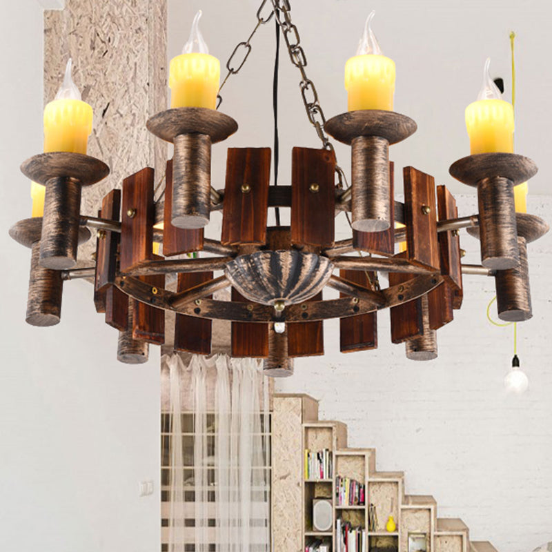 Candle Vintage Hanging Light Metal Chandeliers in Brass - Rebooters
