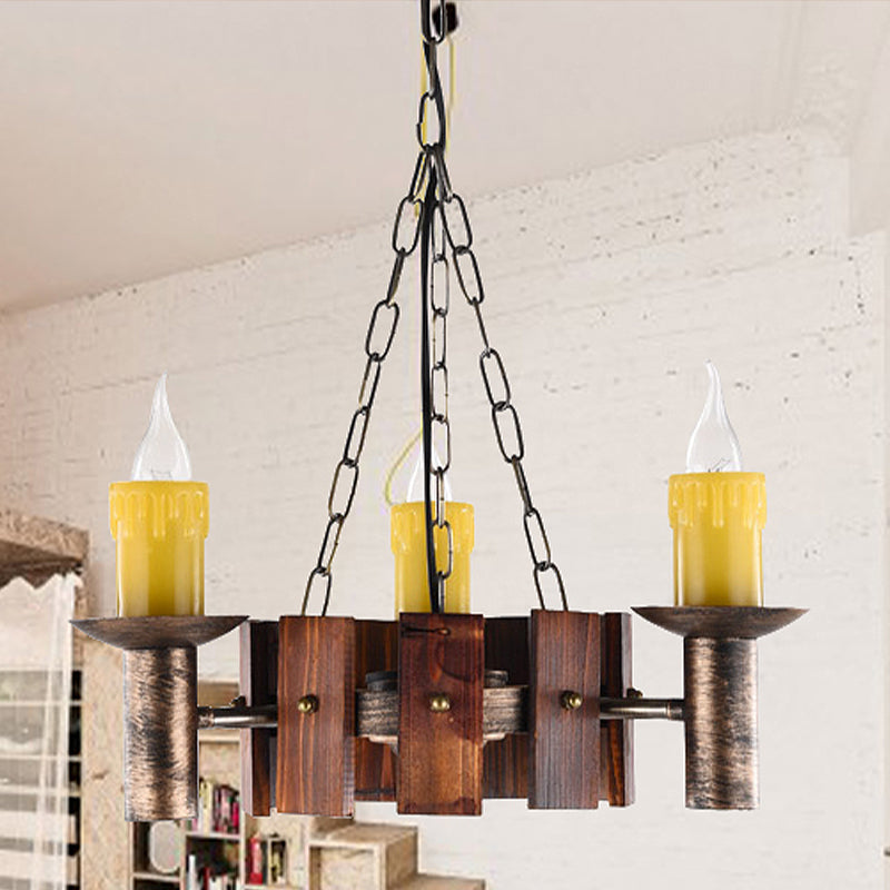 Candle Vintage Hanging Light Metal Chandeliers in Brass - Rebooters