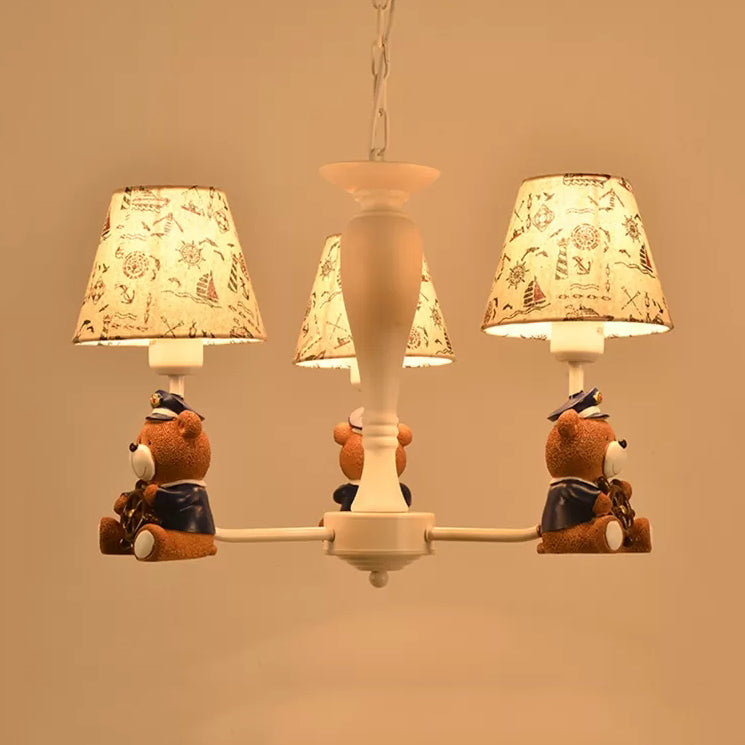 Modern Style White Pendant Light Tapered Shade Bear Metal Chandelier - Rebooters