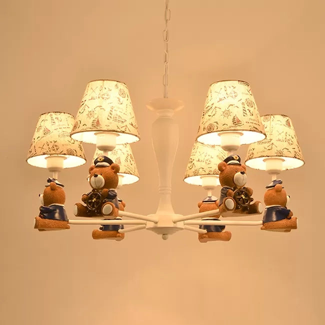 Modern Style White Pendant Light Tapered Shade Bear Metal Chandelier - Rebooters