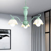 Frosted Glass Scalloped Chandelier Light Traditional Ceiling Pendant - Rebooters