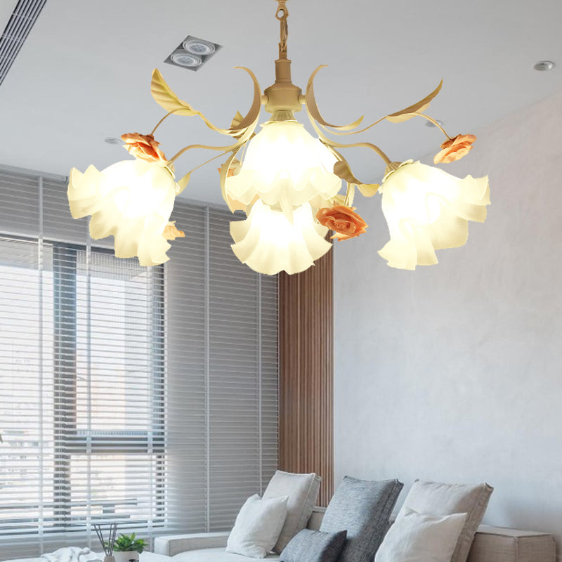 Scalloped Bedroom Pendant Chandelier White Ceiling Lamp - Rebooters