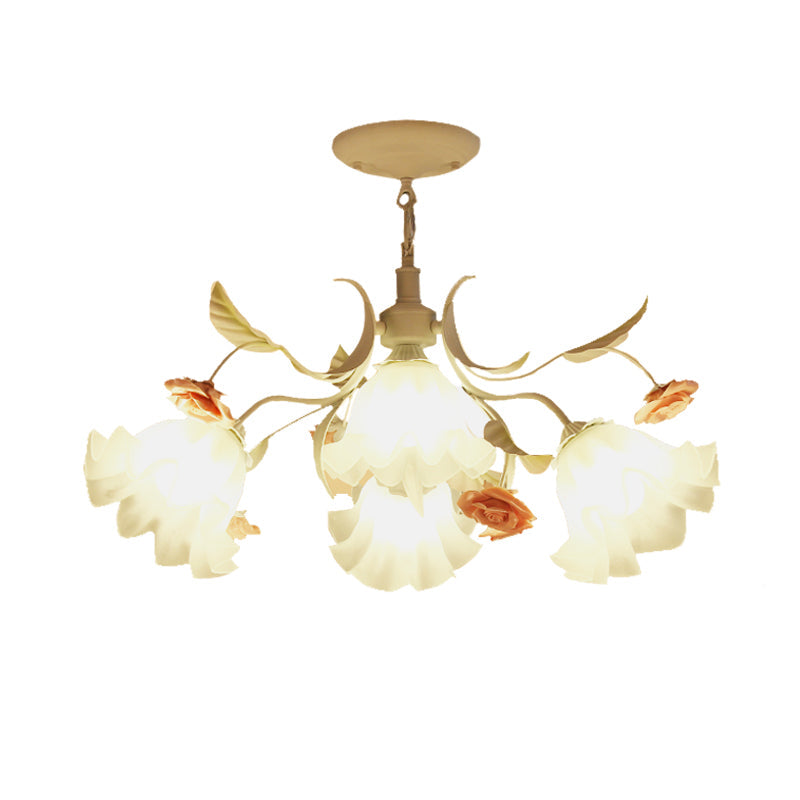 Scalloped Bedroom Pendant Chandelier White Ceiling Lamp - Rebooters