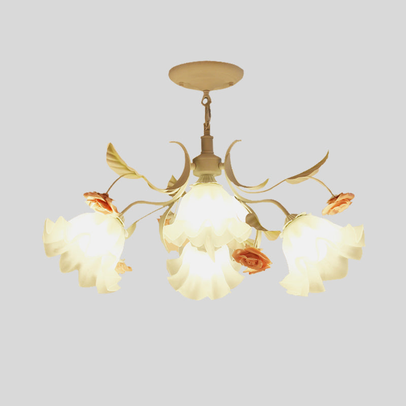 Scalloped Bedroom Pendant Chandelier White Ceiling Lamp - Rebooters