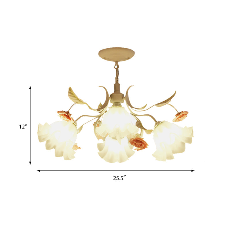 Scalloped Bedroom Pendant Chandelier White Ceiling Lamp - Rebooters