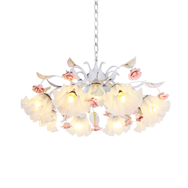 Scalloped Bedroom Pendant Chandelier White Ceiling Lamp - Rebooters