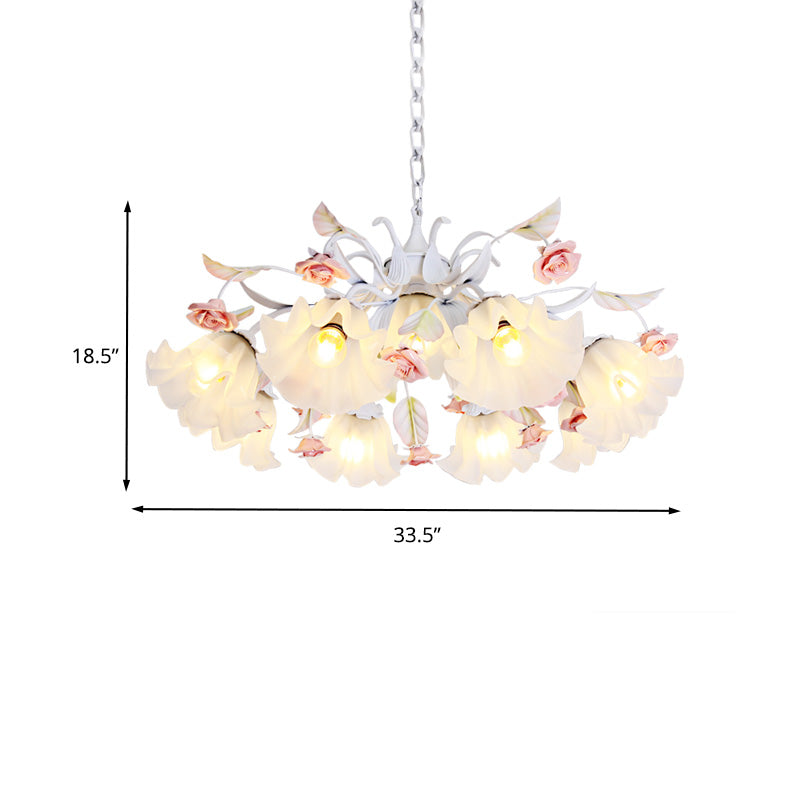 Scalloped Bedroom Pendant Chandelier White Ceiling Lamp - Rebooters