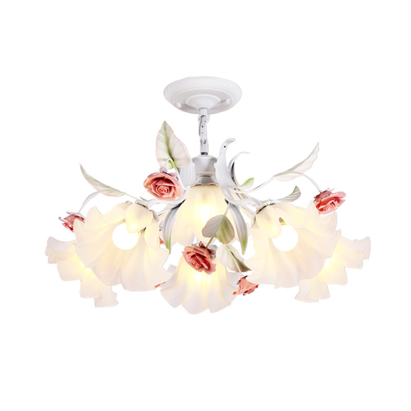 Scalloped Bedroom Pendant Chandelier White Ceiling Lamp - Rebooters