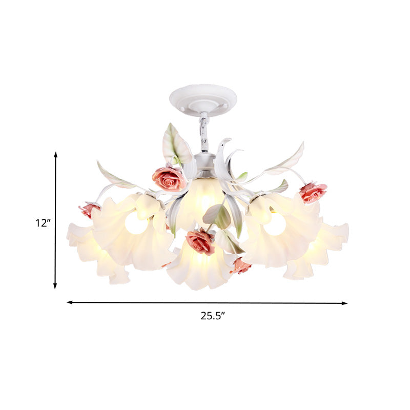 Scalloped Bedroom Pendant Chandelier White Ceiling Lamp - Rebooters