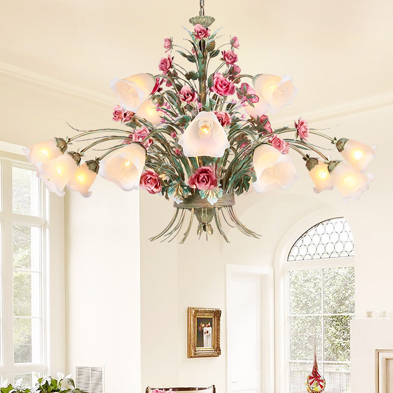 Curving Arm Metal Chandelier Lighting Country Style 16 Bulbs - Rebooters