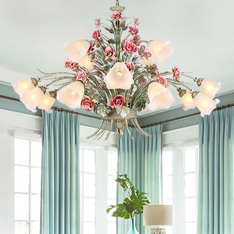 Curving Arm Metal Chandelier Lighting Country Style 16 Bulbs - Rebooters