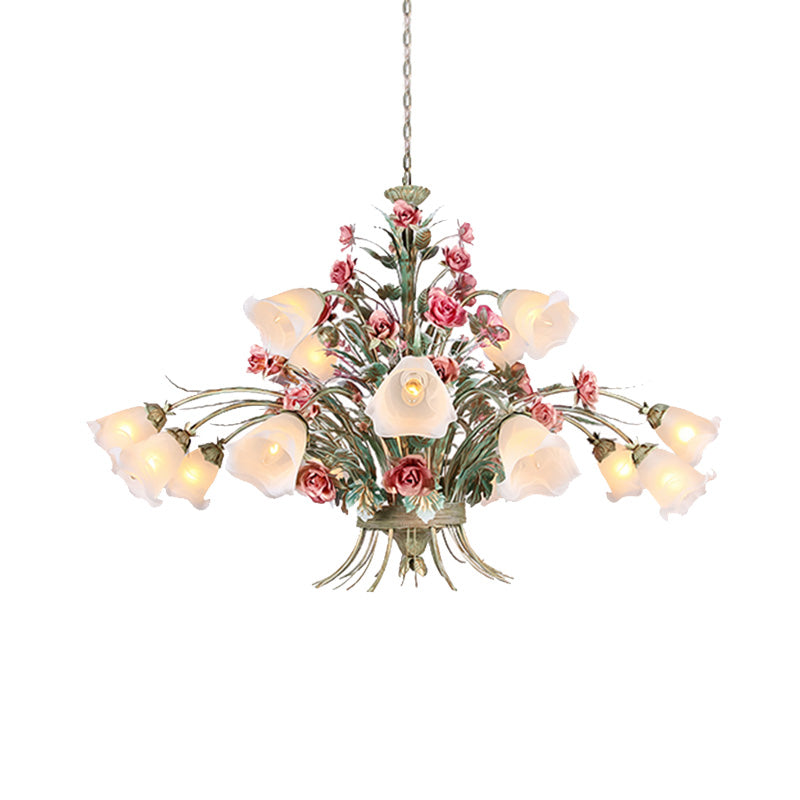 Curving Arm Metal Chandelier Lighting Country Style 16 Bulbs - Rebooters