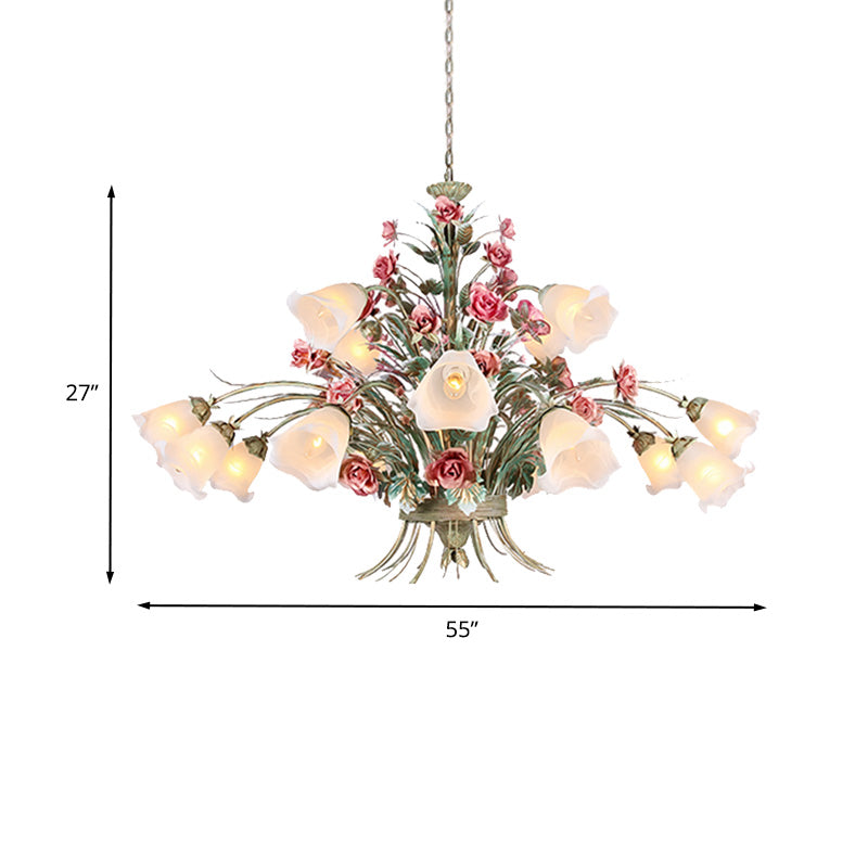 Curving Arm Metal Chandelier Lighting Country Style 16 Bulbs - Rebooters