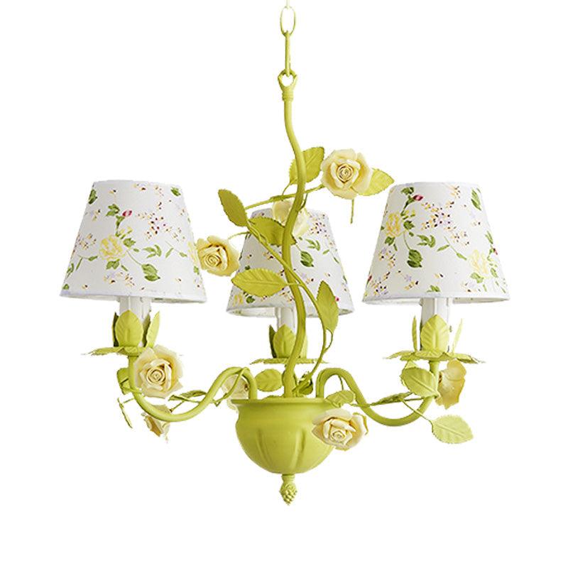 Tapered Bedroom Pendant Chandelier Traditional Metal Green Fixture - Rebooters