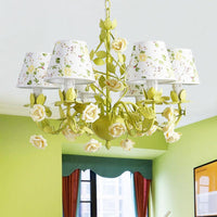 Tapered Bedroom Pendant Chandelier Traditional Metal Green Fixture - Rebooters