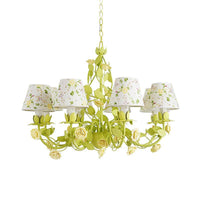 Tapered Bedroom Pendant Chandelier Traditional Metal Green Fixture - Rebooters