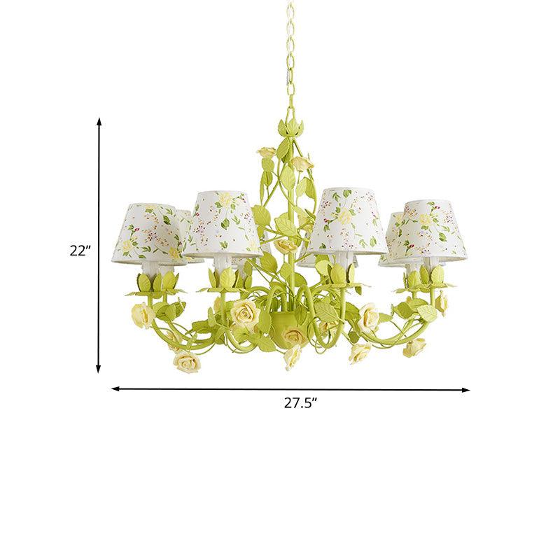 Tapered Bedroom Pendant Chandelier Traditional Metal Green Fixture - Rebooters