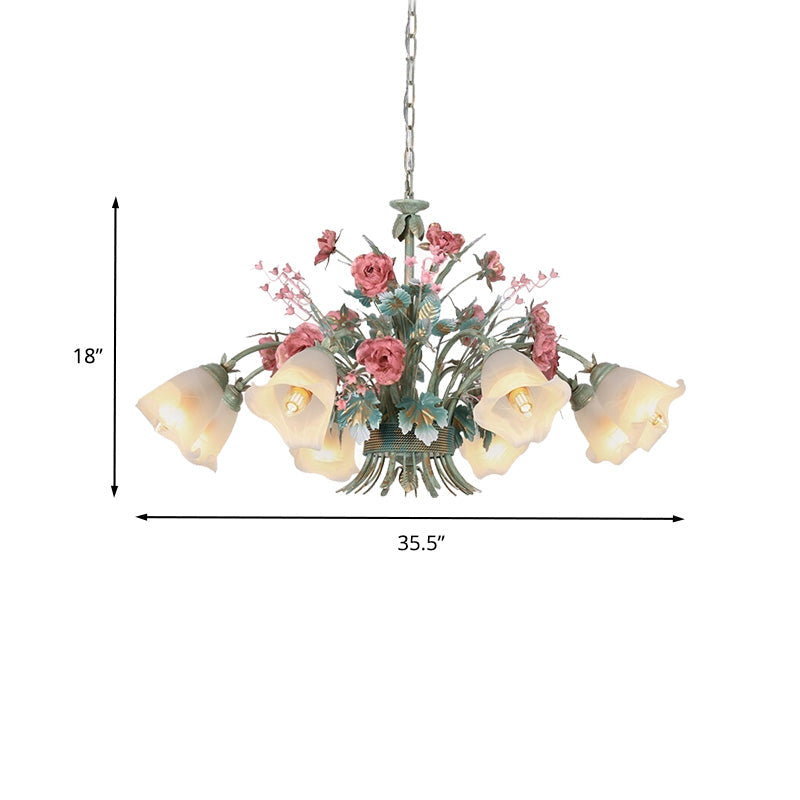 Metal Green Chandelier Light Fixture Flared 5/8 Bulbs - Rebooters