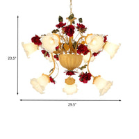 8/9 Heads Chandelier Pendant Light Korean Garden Blossom Metal LED Suspension Lamp in Ginger - Rebooters