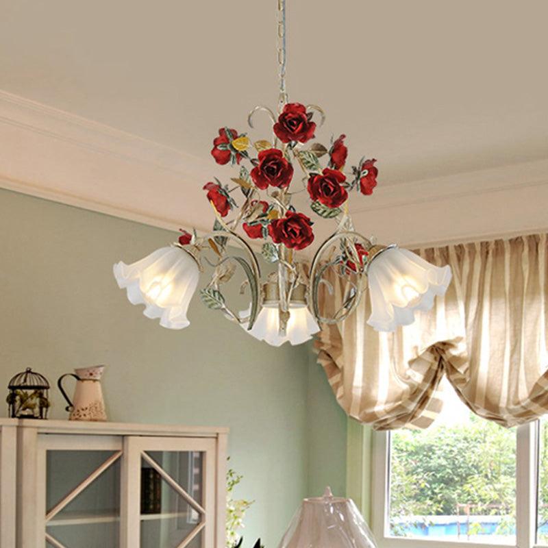 Beige 3/6/8 Lights Hanging Chandelier Metal Flower Pendant - Rebooters