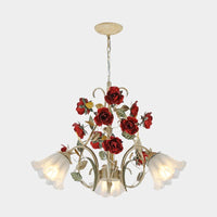 Beige 3/6/8 Lights Hanging Chandelier Metal Flower Pendant - Rebooters