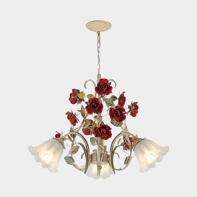 Beige 3/6/8 Lights Hanging Chandelier Metal Flower Pendant - Rebooters
