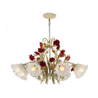 Beige 3/6/8 Lights Hanging Chandelier Metal Flower Pendant - Rebooters